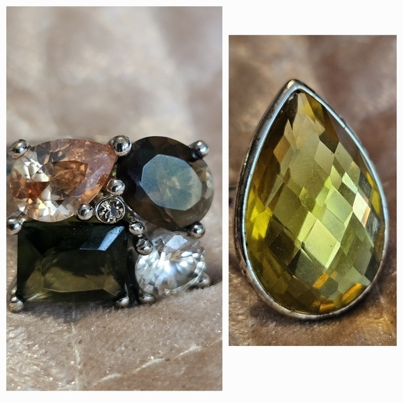 Two Beautiful Rings Crystal Silvertone - Picture 2 of 8